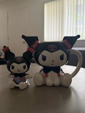 Sanrio Kuromi Figural Painted Ceramic Mug,  Black/White/Pink